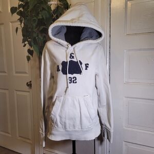 Vtg Abercrombie & Fitch Mens Cream Hoodie Jacket
